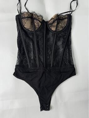 Retrofête Black Lace Corset Bodysuit XS